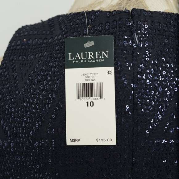 Ralph Lauren Dark Navy Sequin Dress, Size 10 - Picture 7 of 10